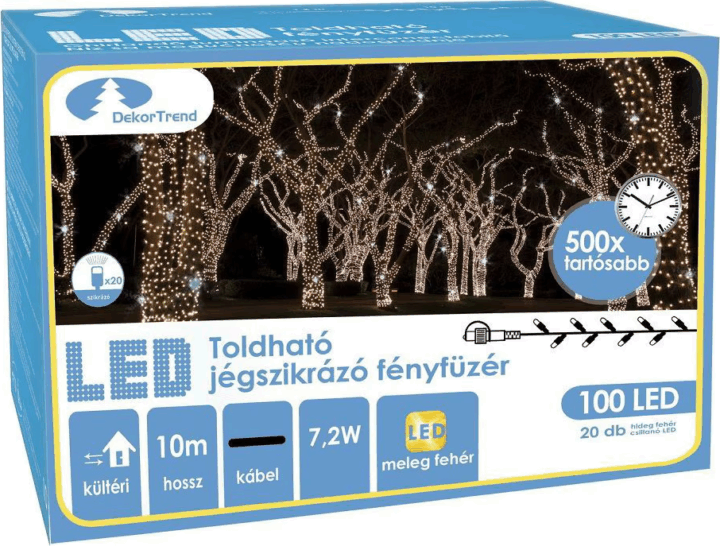 Dekortrend Kontakt LED Spark Kültéri Beltéri fényfüzér 10m - Meleg és hideg fehér Dekortrend Kontakt LED Spark Kültéri Beltéri fényfüzér 10m - Meleg és hideg fehér