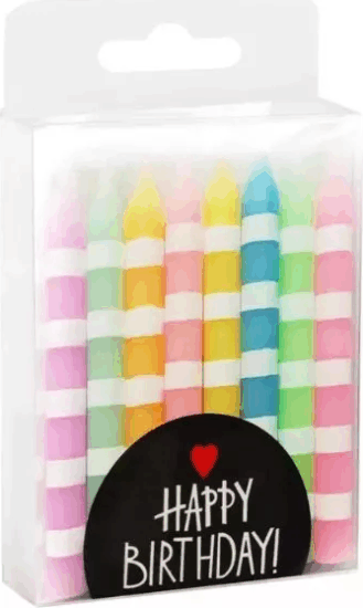 Születésnapi gyertya 8 darabos csomag - Színes/csíkos