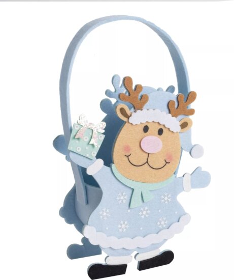 Rénszarvas formájú filc táska Karácsonyi Dekoráció 16 x 18 cm - Kék