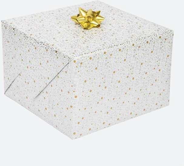 Iris Ajándék tekercses csomagoló papír (200 x 70cm) - Arany / Fehér