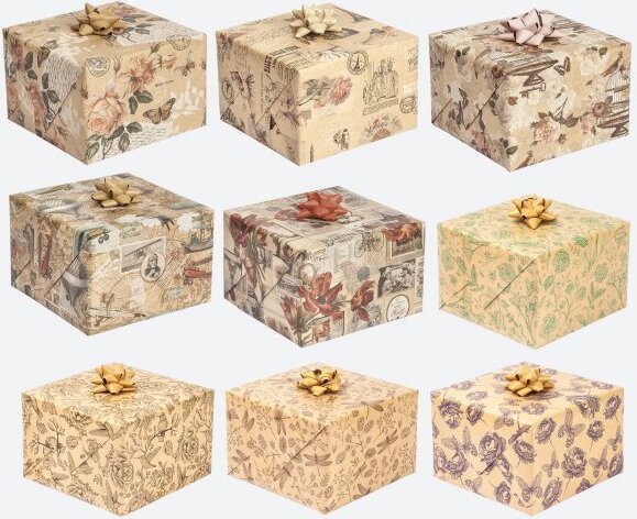 Iris Ajándék tekercses csomagoló papír (200 x 70cm) - Különböző virág mintás