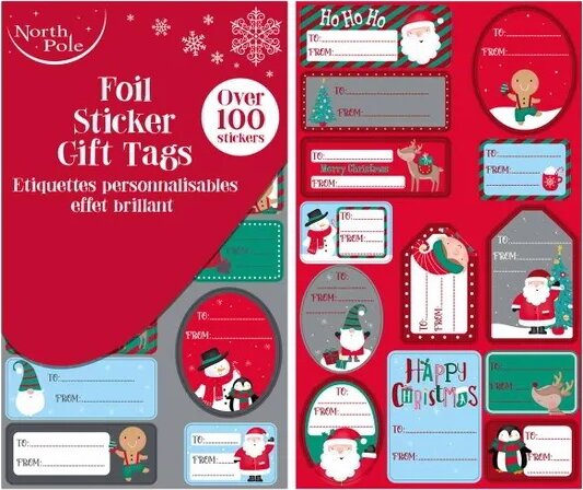 Iris Karácsonyi Ajándék matrica 100 darabos szett (8 x 14,5 x 28cm / lap) - Különböző mintás