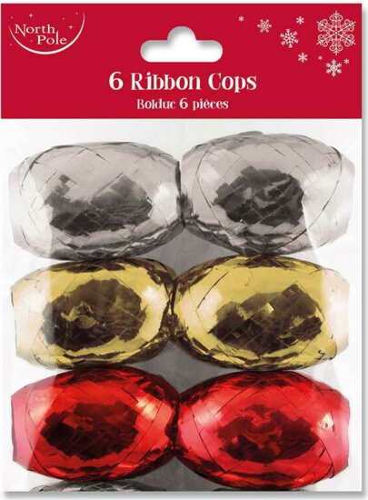 Iris Ajándék Fényes kötöző Szalag 6 db/csomag (10m x 5mm) - Ezüst / Arany / Piros