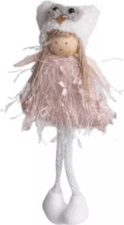 Lányka bagoly mintájú sapkában Lógatható dekoráció 20 cm - Többféle