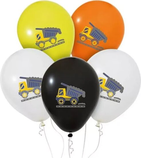 Héliummal tölthető dömper mintás lufi csomag 30 cm - 5 darab