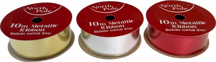Iris Karácsonyi Ajándék Díszítő szalag (10 m / db) - Arany / Ezüst / Piros