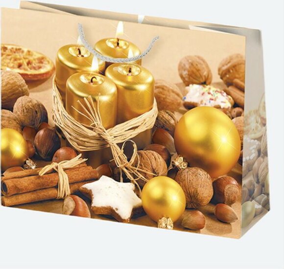 Iris Karácsonyi Ajándék Papírtáska (30 x 23 x 10cm) - Különböző mintás