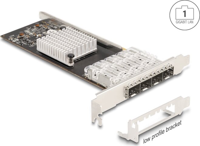 DeLock 88342 PCI-E 4 portos Gigabites SFP Portbővítő kártya