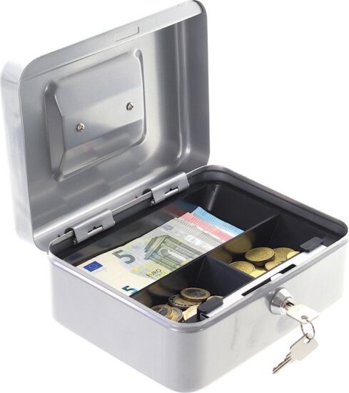 Rottner HomeStar Cash2 3 Osztásos Pénzkazetta 9 x 20 x 16,5 cm - Ezüst