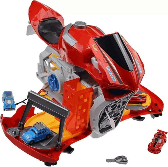 Manyuk Toys Parkolóvá alakítható motor fény- és hangeffektekkel - Piros