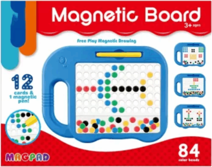 Magpad Elefánt alakú mágneses képkirakó 84 db színes gyönggyel - Kék