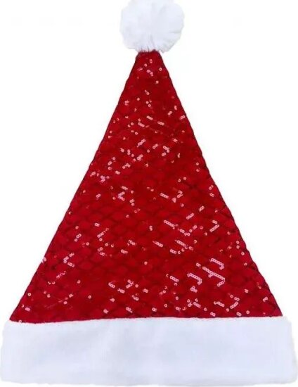 Felnőtt Mikulás sapka flitterekkel 30 x 42 cm