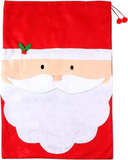 Mikulás mintájú ajándékzsák (50 x 70 cm) - Piros/Mintás