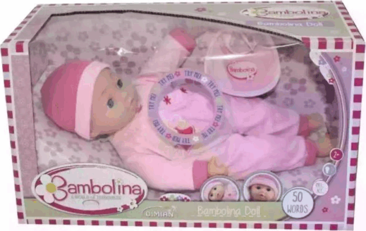 Bambolina Magyarul beszélő játékbaba előkével 40 cm Bambolina Magyarul beszélő játékbaba előkével 40 cm