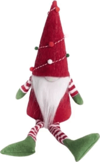 Filc Karácsonyi manó Karácsonyi Dekoráció 25cm - Piros / Zöld