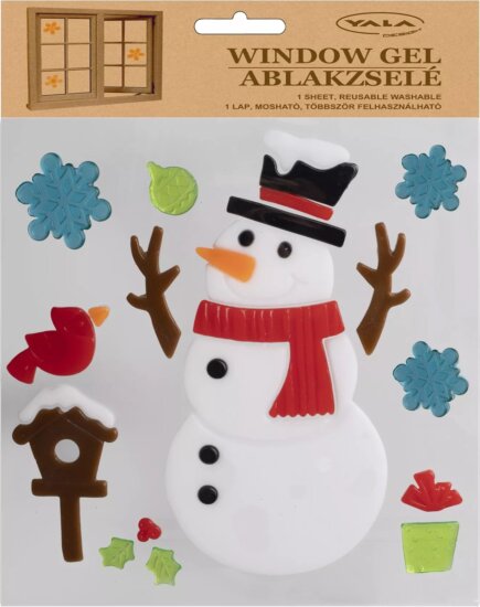 QX Toys Ablakzselé hóember és madár mintás Karácsonyi Dekoráció 20x25cm - Színes QX Toys Ablakzselé hóember és madár mintás Karácsonyi Dekoráció 20x25cm - Színes