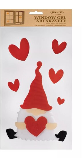 QX Toys Ablakzselé Orrmanó és szív mintás Karácsonyi Dekoráció 15x30cm - Színes QX Toys Ablakzselé Orrmanó és szív mintás Karácsonyi Dekoráció 15x30cm - Színes