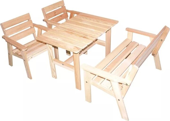 Gyerek Kerti bútor garnitúra impregnálás nélküli fenyőfából - Natúr