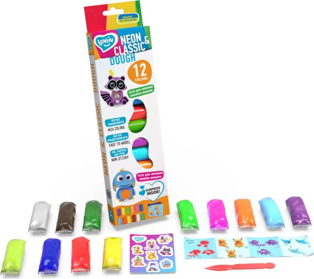 OKTO Lovin Gyurma szett 12 x 15g - Neon és klasszikus színek