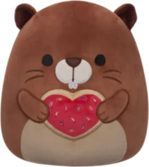 Squishmallows Chip a barna hód szívet tartó plüssfigura 20 cm