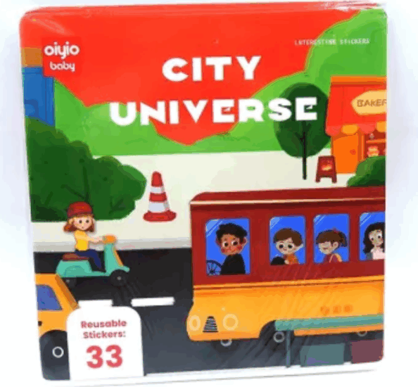 Oiyio Baby Oktatókönyv 33 darab zselés matricával - Város Oiyio Baby Oktatókönyv 33 darab zselés matricával - Város