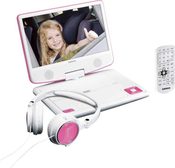 Lenco DVP-910 9" Hordozható DVD lejátszó - Rózsaszín / Fehér