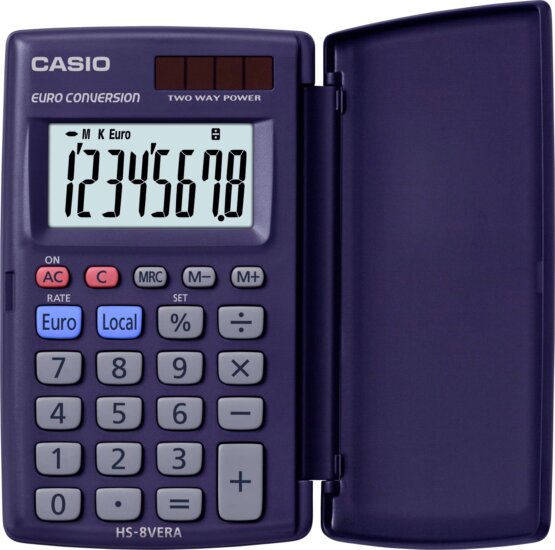 Casio HS-8VERA Euro Kalkulátoros Zsebszámológép - Kék Casio HS-8VERA Euro Kalkulátoros Zsebszámológép - Kék
