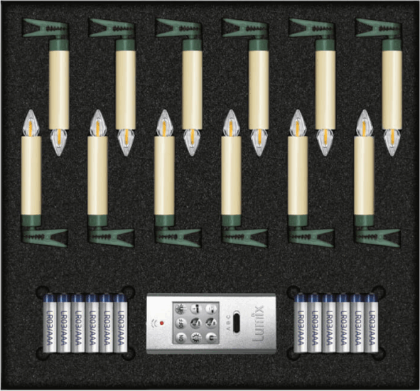Krinner Lumix Mini felcsíptethető karácsonyfa gyertya Dekoráció (12db)