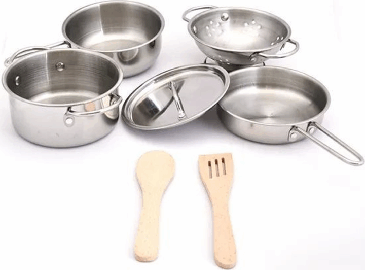 Manyuk Toys 7 darabos Rozsdamentes játék edénykészlet - Ezüst