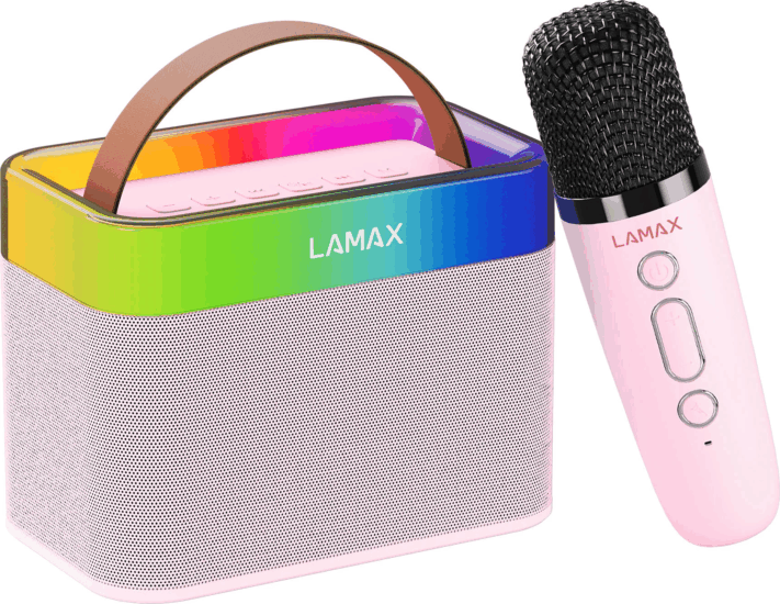 LAMAX KaraokeKid1 Gyerek Bluetooth Karaoke Party Hangszóró Mikrofonnal 10W - Rózsaszín