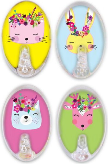 Titiz Decorative Hook Öntapadós Gyerek ruhaakasztó 4 darab - Mintás