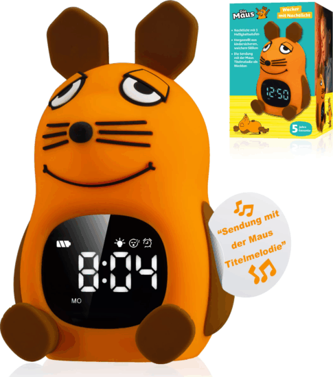 DieMaus Éjszakai fény gyerekeknek digitális ébresztőórával