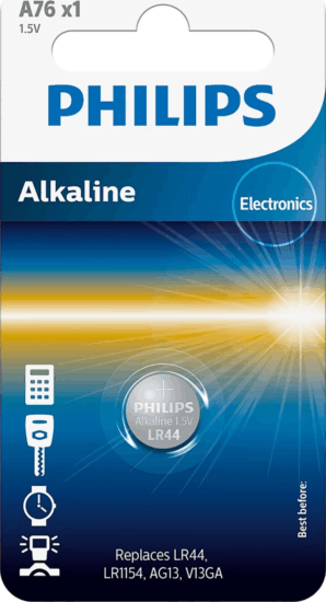 Philips LR44 A76/01B Alkáli Gombelem (1db/csomag)