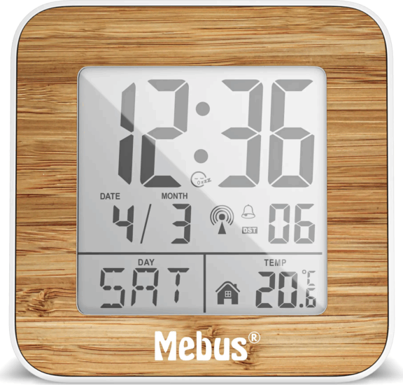 Mebus 27247 Digitális ébresztőóra - Fa mintás/Fehér Mebus 27247 Digitális ébresztőóra - Fa mintás/Fehér