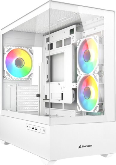 Sharkoon MK6 RGB Mini Torony Számítógépház + 3db 120mm RGB ventilátor - Fehér Sharkoon MK6 RGB Mini Torony Számítógépház + 3db 120mm RGB ventilátor - Fehér