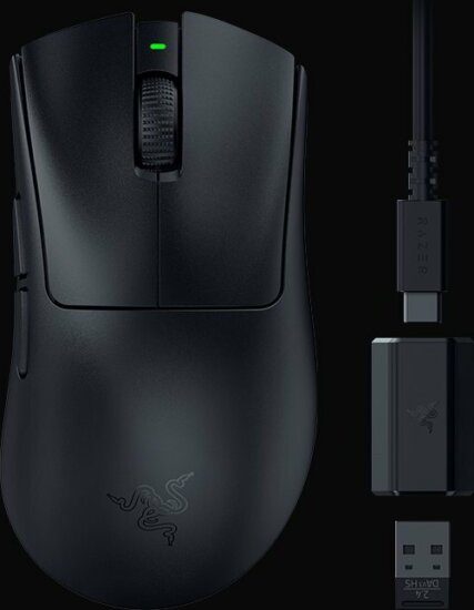 Razer DeathAdder V3 HyperSpeed SoftTouch Wireless Gaming Egér - Fekete