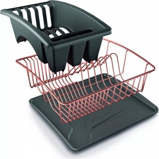 Metaltex MX325826 Aqutex Plus Copper Műanyag edényszárító 44 x 24 x 34 cm - Szürke / Pink