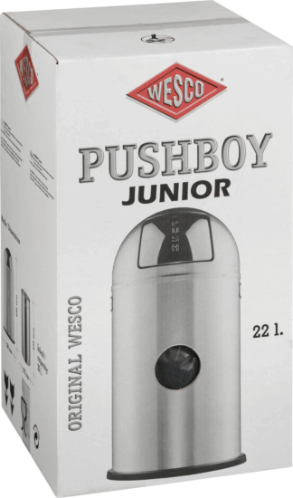 WESCO Pushboy Junior 22 literes nyomófedeles fém szemetes - Matt fekete