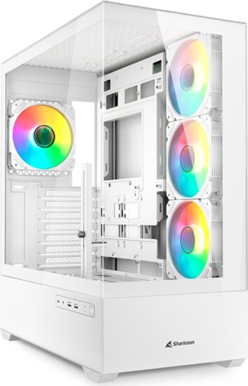 Sharkoon AK6 RGB Midi Torony Számítógépház + 3db 120mm RGB ventilátor - Fehér