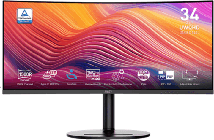 MSI 34" MD342CQP 21:9 QHD VA Ívelt Monitor - Fekete