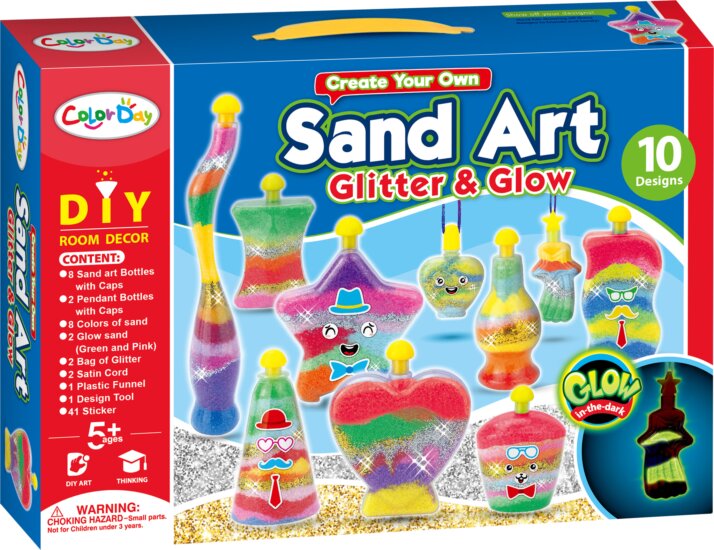 Sötétben világító homok 10 darabos üvegdísz készítő készlet