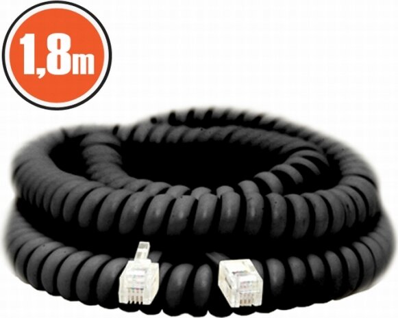 Delight Telefon kézibeszélő spirál kábel 1,8m - Fekete