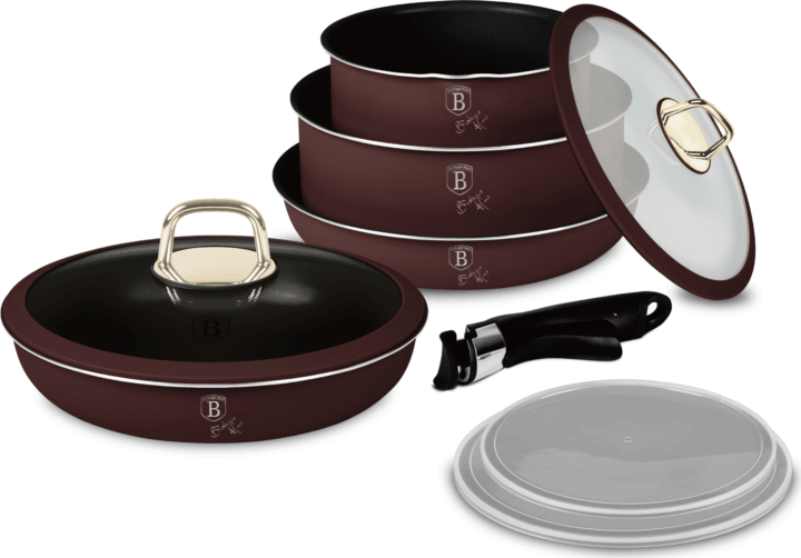 Berlinger Haus BH/8254 9 részes serpenyő szett - Matt bordó Berlinger Haus BH/8254 9 részes serpenyő szett - Matt bordó
