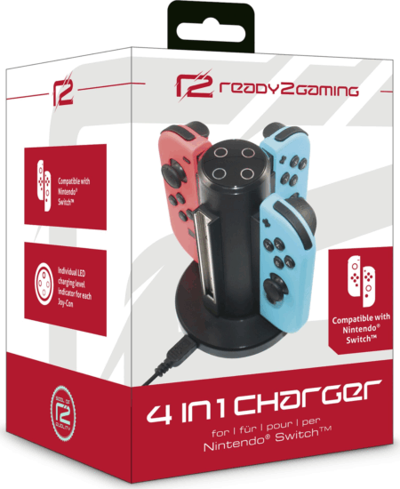 ready2gaming Nintendo Switch töltőállomás 4 in 1 - Fekete ready2gaming Nintendo Switch töltőállomás 4 in 1 - Fekete