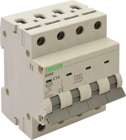 Tracon EVOZ4C25 25A C 4P 6kA Kismegszakító Tracon EVOZ4C25 25A C 4P 6kA Kismegszakító
