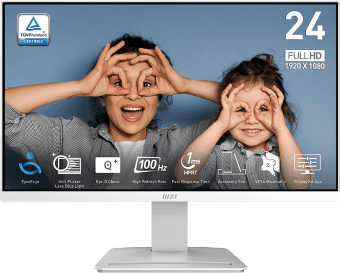 MSI 23.8" PRO MP2412W 16:9 FHD VA Monitor - Fehér MSI 23.8" PRO MP2412W 16:9 FHD VA Monitor - Fehér