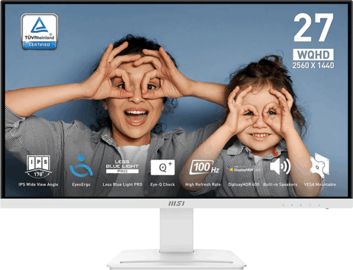MSI 27" PRO MP273QW E2 16:9 WQHD IPS Monitor - Fehér