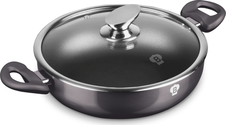 Blauman BL-3961 Carbon Pro Alacsony lábas Üveg fedővel Ø 24cm 3.2L - Fekete Blauman BL-3961 Carbon Pro Alacsony lábas Üveg fedővel Ø 24cm 3.2L - Fekete