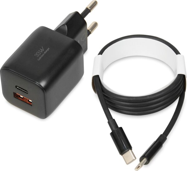 iBOX C-42 USB-A / USB-C Hálózati Gyorstöltő Adapter 33W + USB Type-C töltőkábel - Fekete iBOX C-42 USB-A / USB-C Hálózati Gyorstöltő Adapter 33W + USB Type-C töltőkábel - Fekete