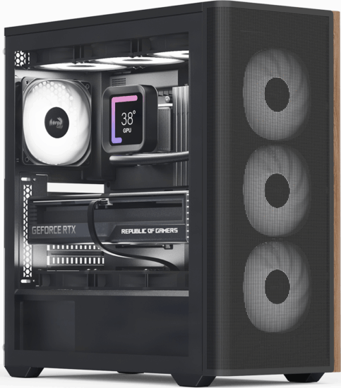 AeroCool D501A-G-BK-V2 Midi Torony Számítógépház + 4db 120mm ventilátor - Fekete